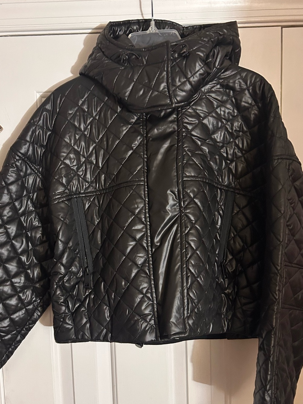 BCBG black puffer hoodie jacket